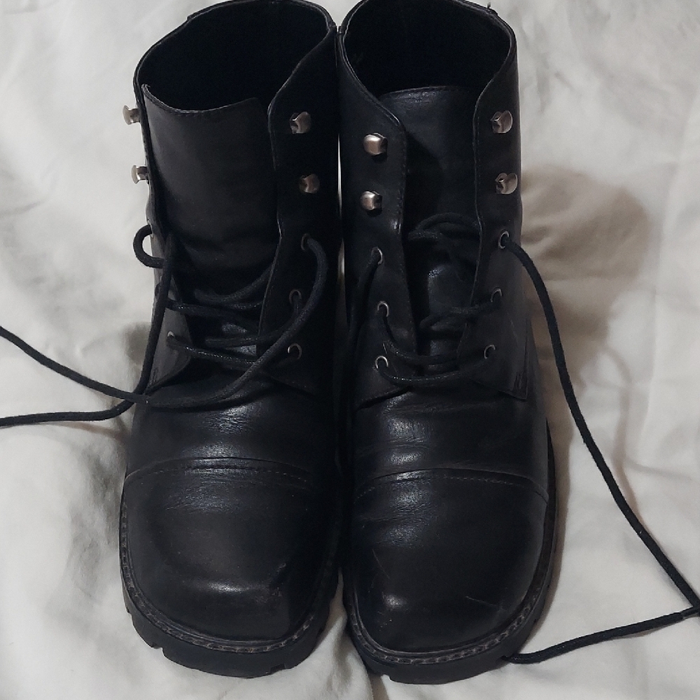 Jones New Your Sport Black Leather Boots Heel 7.5
